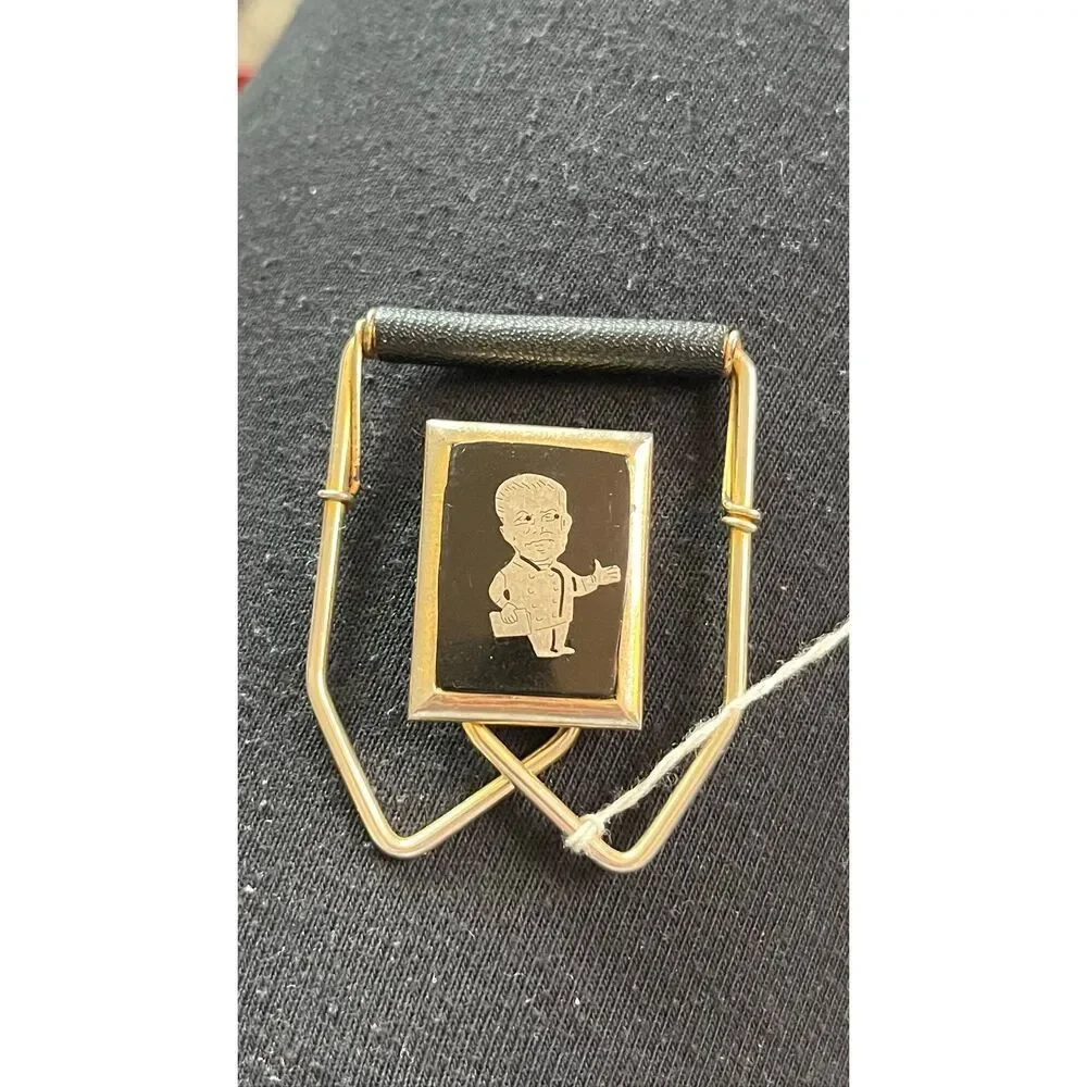VTG MCM Money Clip Figural Inlay 1950s Mens Accessory Fathers Day